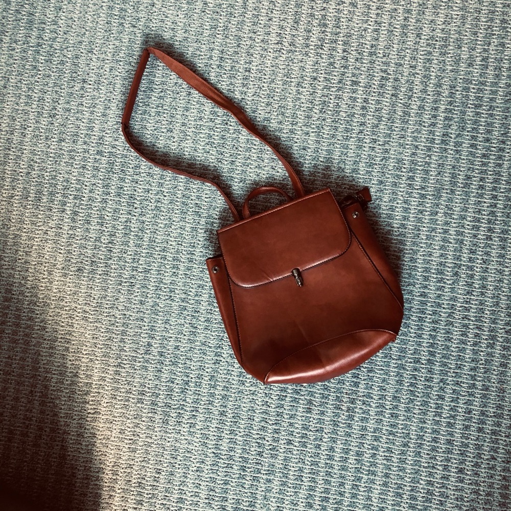 Faux leather tote/backpack, brown